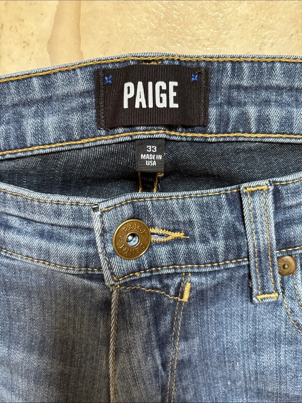 Paige Normandie Jeans Mens 33 Medium Wash Straight Leg Stretch